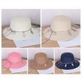 thumbnail image 7 of Straw Sun Hat for Women - Summer Beach Cap Foldable Sunscreen Floppy Hats Wide Brim with Floral Leaves for Outdoor Travel, 7 of 7