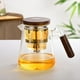 thumbnail image 2 of Tetera de Vidrio con Separador de Agua y de Madera, Tetera Mágica, Tetera de Vidrio con Colador, Juego de Té de 800 Ml., 2 of 10