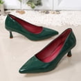 thumbnail image 4 of Gpaecead Women's Pointed Toe Kitten Heel Pumps Patent Leather Elegant Cushioned Dress Heels For Office Wedding Party Formal Events Green, 4 of 5