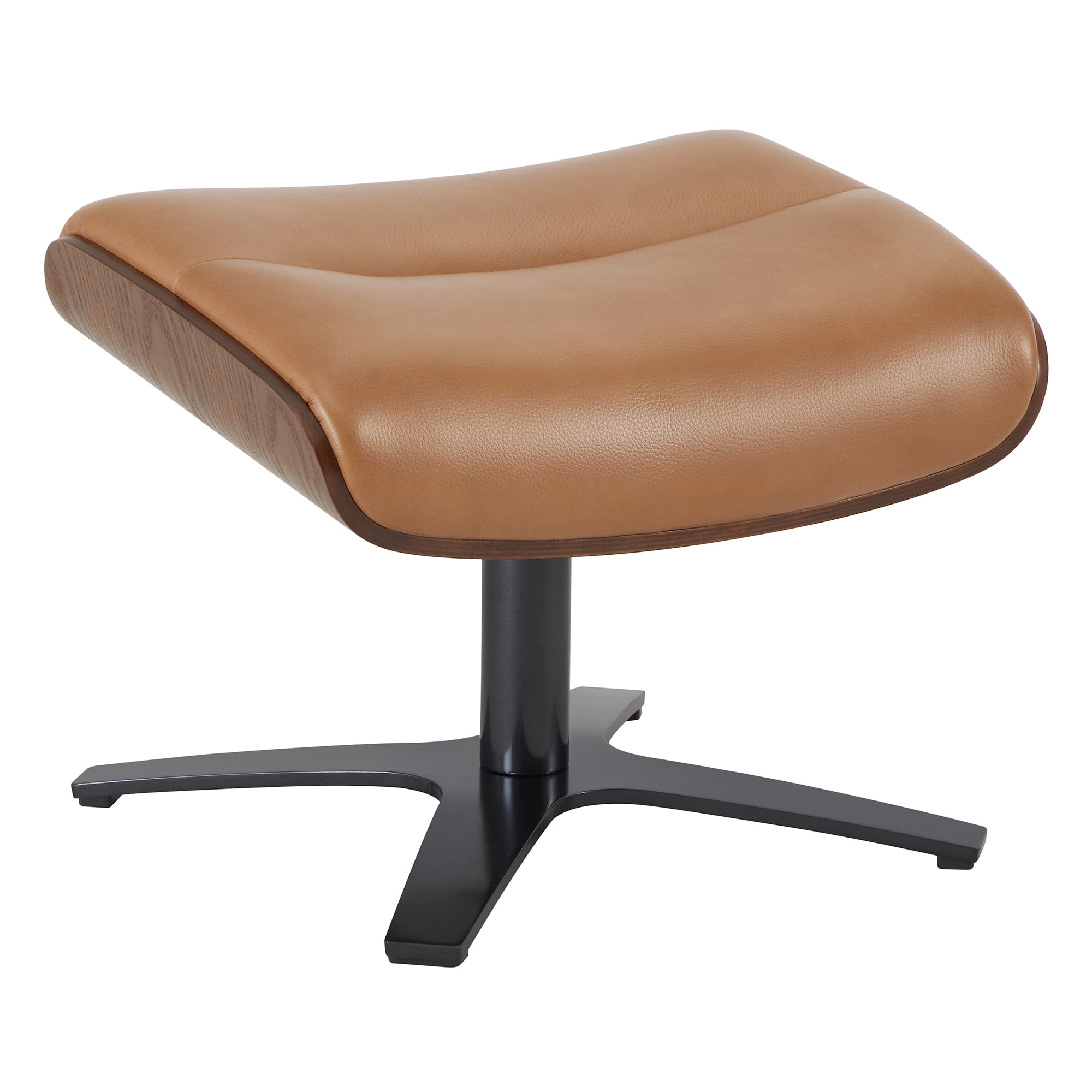 CHITA Swivel Recliner Chair with Ottoman Set & Adjustable Headrest, Leather Lounge Accent Arm Chairs for Living Room Bedroom, Saddle Brown