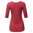 thumbnail image 3 of SSOULM Women's 1/2 Sleeve Silky Stretchy Crewneck Slim Fit T-Shirt Top with Plus Size, 3 of 5