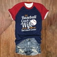 thumbnail image 2 of T-Shirts Womens with Sayings Women's Color Block Raglan Baseball Letters Printed Round Neck Casual Short Sleeve Baseball T Shirt - Hontri, 2 of 4