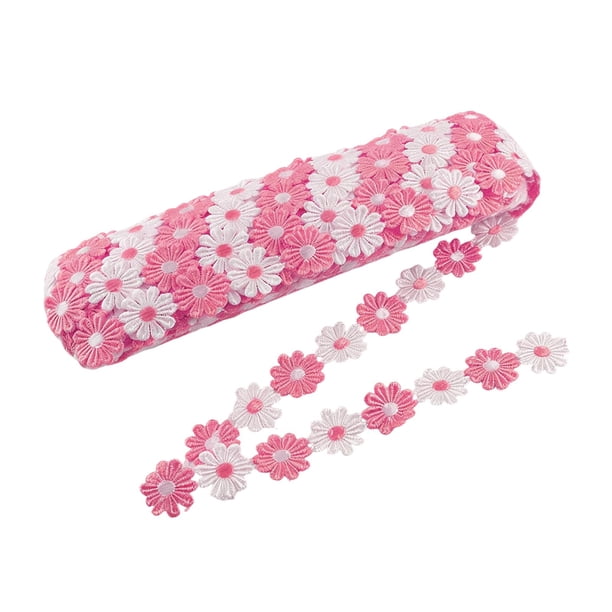 Cinta decorativa con margaritas, margarita bordada, poliéster duradero, adecuada Rosa Rojo Blanco