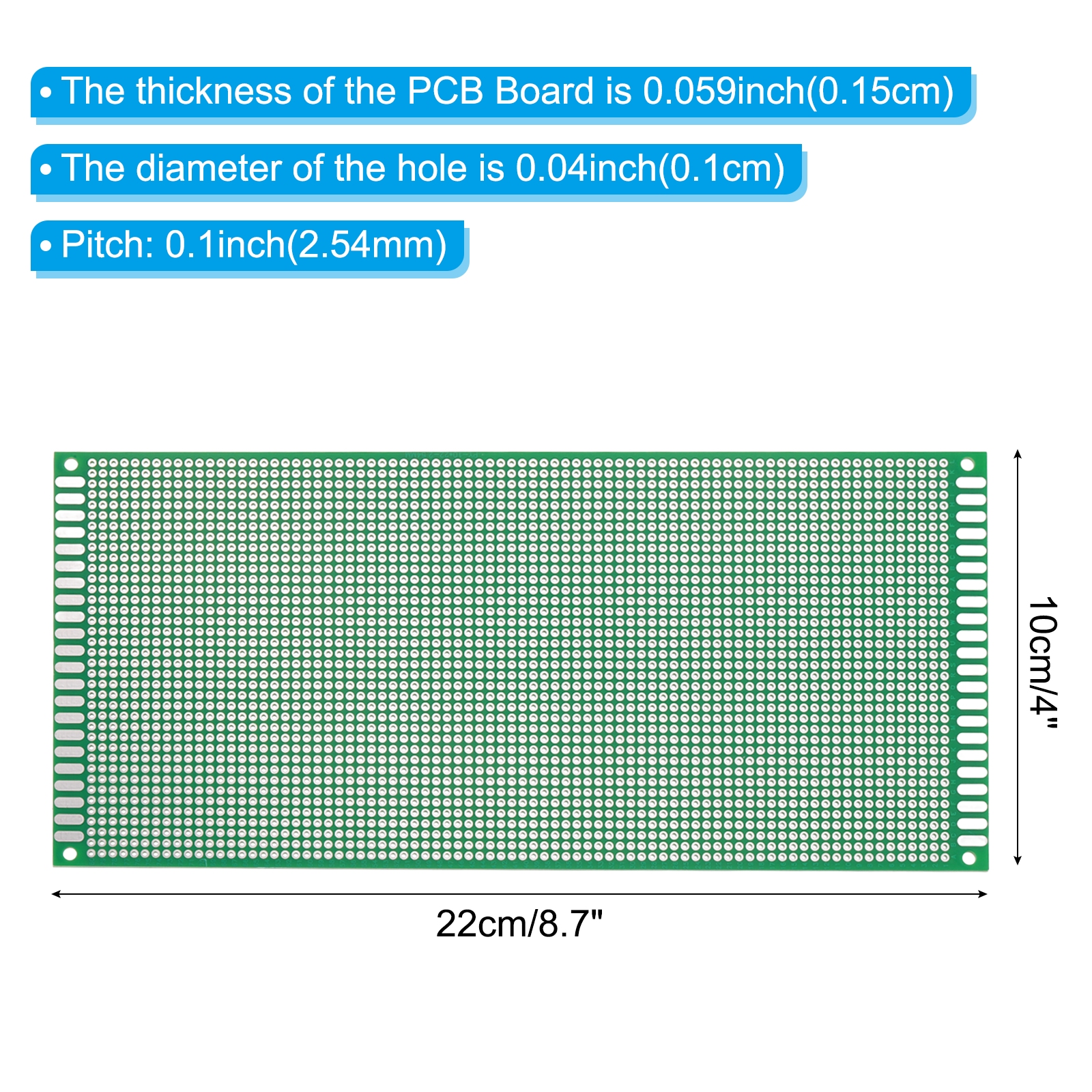 4" x 8.7" PCB Board Circuit, 12 Pcs Single Sided Prototype Solder Boards for Soldering and Electronic Project Circuit Boards Solderable Breadboard, Green