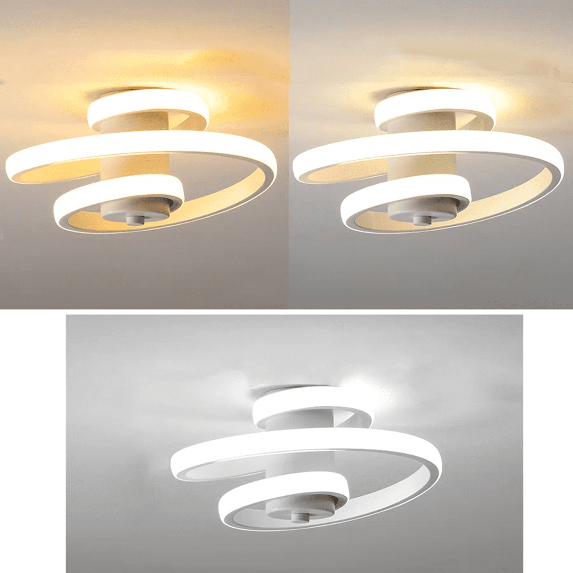 ADISUN Modern Ceiling Light Spiral 3-Color Dimmable Flush Mount Lights with Remote Control Lighting Fixtures for Hallway Aisle, Black