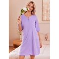 thumbnail image 3 of Ekouaer Zip Up Robes for Women Short Waffle Bathrobe Lightweight Knee Length Housecoat with Pockets Nightgown, 3 of 5