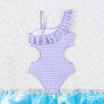 thumbnail image 4 of GYRATEDREAM Girls One Piece Swimsuit One Shoulder Ruffle Trim Cut Out Bathing Suit Kids Plaid Monokini Swimwear Purple for 5-14Y, 4 of 8