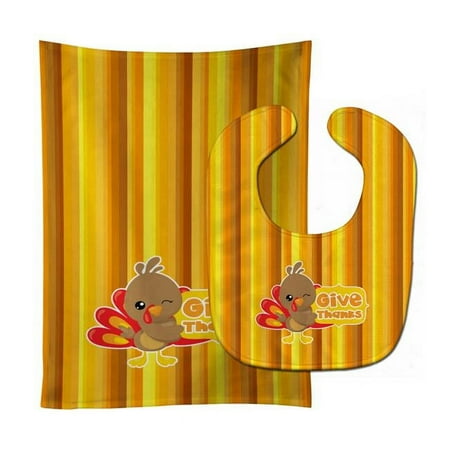 

Thanksgiving Turkey Give Thanks Baby Bib & Burp Cloth
