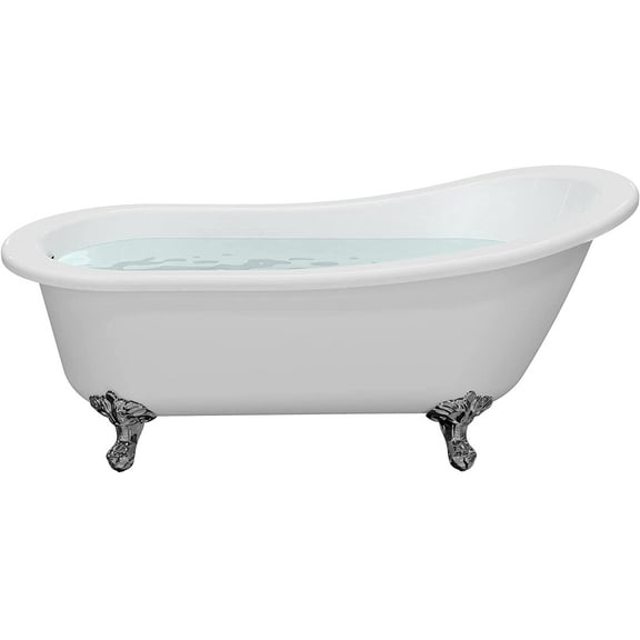 HEATGENE 55 Inches Acrylic Freestanding Bathtub Vintage Bathtub Contemporary Soaking Tub Easy to Install UPC Certified Drain & Overflow Assembly Included