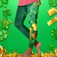 thumbnail image 4 of UVEASISHA High Waisted Yoga Pants Glitter Clover Printed Irish Green Workout Leggings Tummy Control Buttery Soft Running Active Tights St Patricks Day Pant Green XXL, 4 of 6