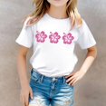 thumbnail image 2 of MEZZALL T-Shirt pour Tout-Petites Filles à Imprimé Floral, Col Rond, Manches Courtes, T-Shirt Décontracté, Hauts Respirants, 6-7 Ans, 2 of 5