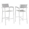 thumbnail image 1 of Modway Tabouret de Bar Extérieur Maine en Blanc et Gris Clair (Ensemble de 2), 1 of 4