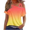 thumbnail image 2 of Pincandy Women's Solid Color Camisole Sleeveless T-shirt Loose Tank Top Round Neck Top Shirt Comfort Colors Adult Heavyweight Short Sleeve Tee, Style,Orange,L, 2 of 4