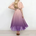 thumbnail image 4 of Gradient Flare Dress Women's Summer Fashion V-Neck Short Sleeve Flowy Swing Midi Dresses Casual Party Sundress,Purple Pink 2XL, 4 of 6