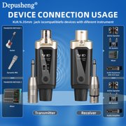 Depusheng T9 Professional Wireless Transmitter and Receiver XLR Microphone Wireless System for Dynamic and condenser Microphone Audio Mixer, With 48V phantom power