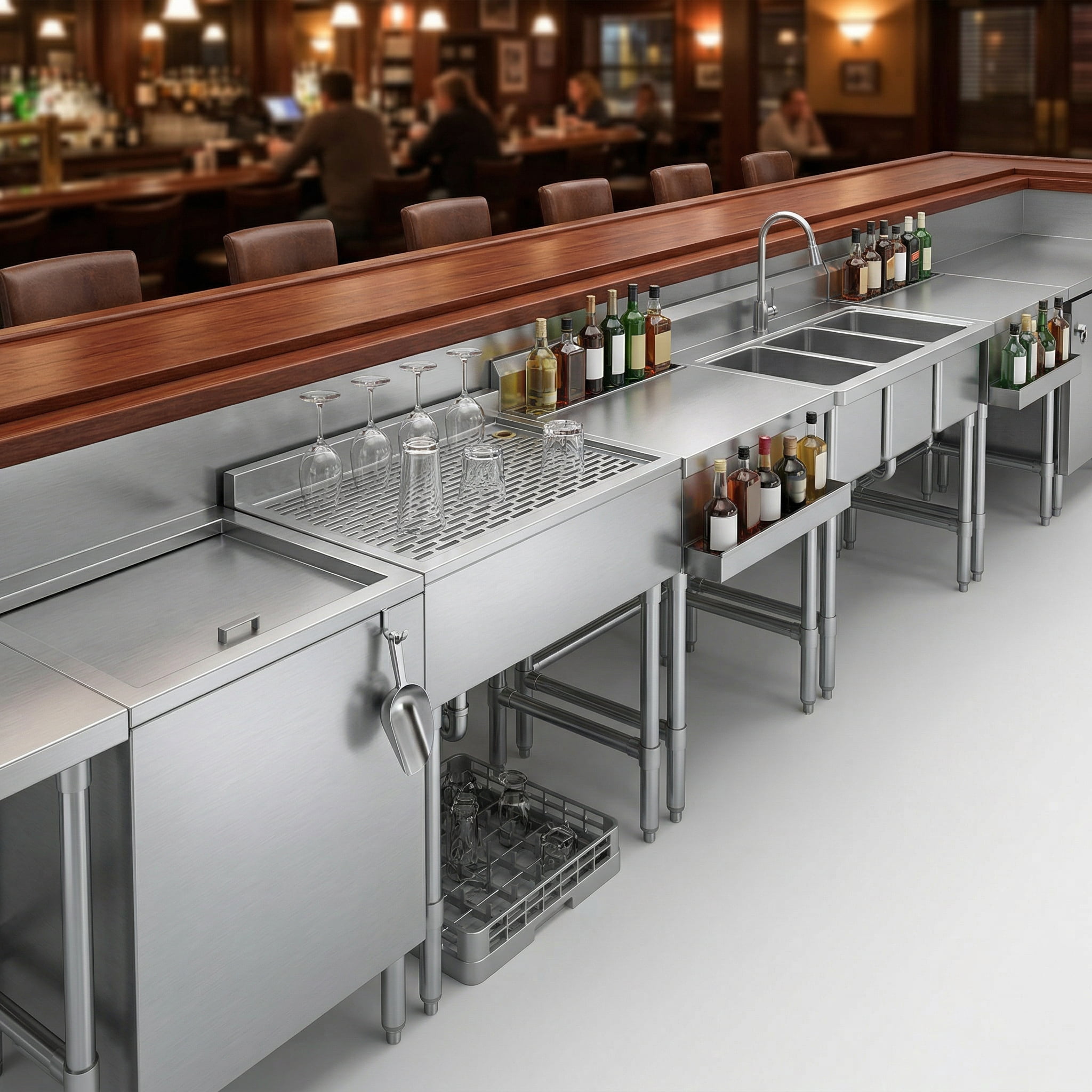 Underbar Stainless Steel Drainboard 18-1/2 in. x 24 in. x 30 in. H with 3 in. Backsplash