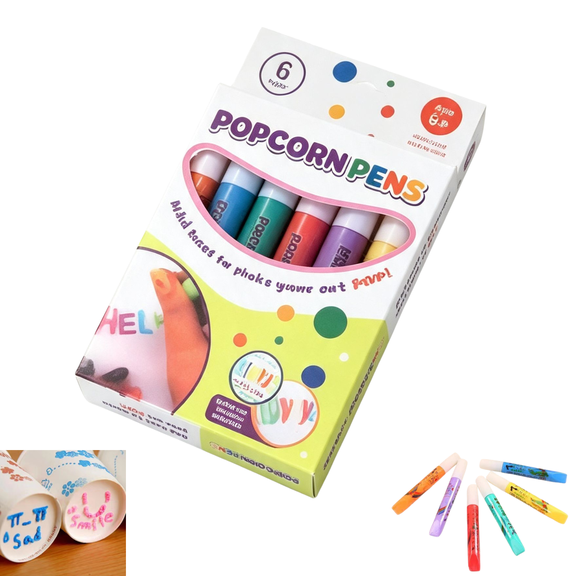 Popcorn Pens, 6 Colors DIY Bubble Popcorn Drawing Pens, 3D Relief Art Pen, For Cards, Crafts & DIY Creative Projects