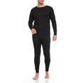 thumbnail image 2 of Men's Cotton Blend Brushed Lined Thermal Top & Bottom Underwear Set, Black, X-Large, 2 of 5