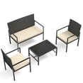 thumbnail image 3 of UDPATIO 4 Piece Patio Furniture Sets, Outdoor Conversation Sets of 4, 4 Pieces Wicker Patio Furniture Set with Coffee Table, Blue, 3 of 8
