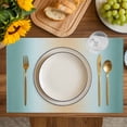thumbnail image 4 of Teal Ombre Placemats Set of 8, Modern Yellow Gradient Farmhouse Art Placemats for Dining Table, Place Mats for Kitchen Tabletop, Waterproof Wipeable Dining Table Mats Set, 4 of 9