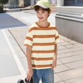 thumbnail image 4 of EnJoCho Boys Striped T Shirt Summer Cute Crew Neck Short Sleeve Tops Tween Cotton Casual Basic Soft Oversized Trendy Light Tees Boys Oversized Cotton T Shirt, 4 of 7