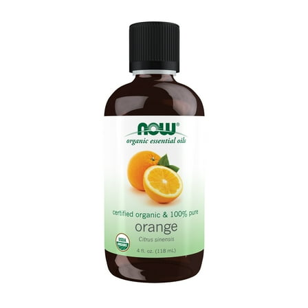 NOW Essential Oils, Organic Orange Oil, Uplifting Aromatherapy Scent, Cold Pressed, 100% Pure, Vegan, Child Resistant Cap, 4-Ounce