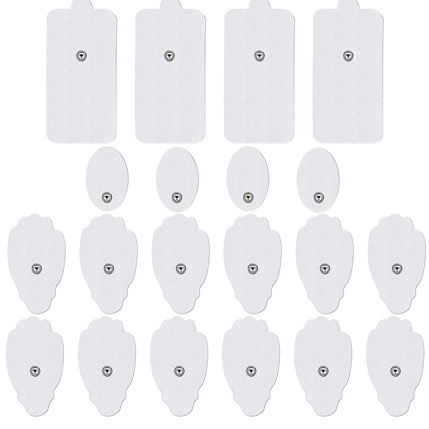 TENS/EMS Unit Replacement Pads, FOXPEED Upgraded 3rd Gen 20 Pcs Large Premium Super Sturdy Snap Electrode Patches with Self-Adhesive Performance for Pain & Muscle Relief Reusable Up to 30 Times