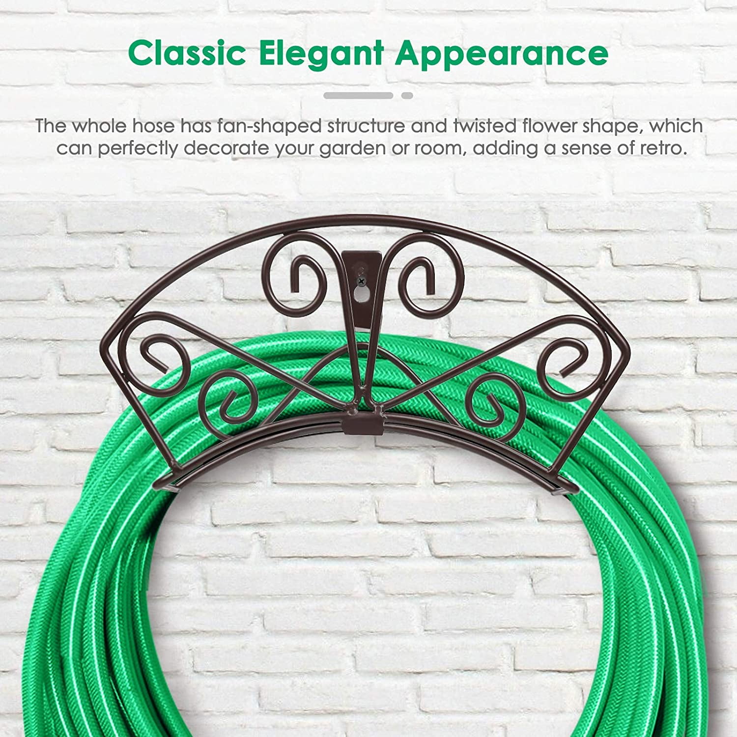 Garden Hose Holder Heavy Duty Water Hose Holder Solid Metal Hoses Hanger Wall Mount Decorative Durable Garden Hoses Storage Hose Reel Hose Organizer for Outside Yard, Bronze
