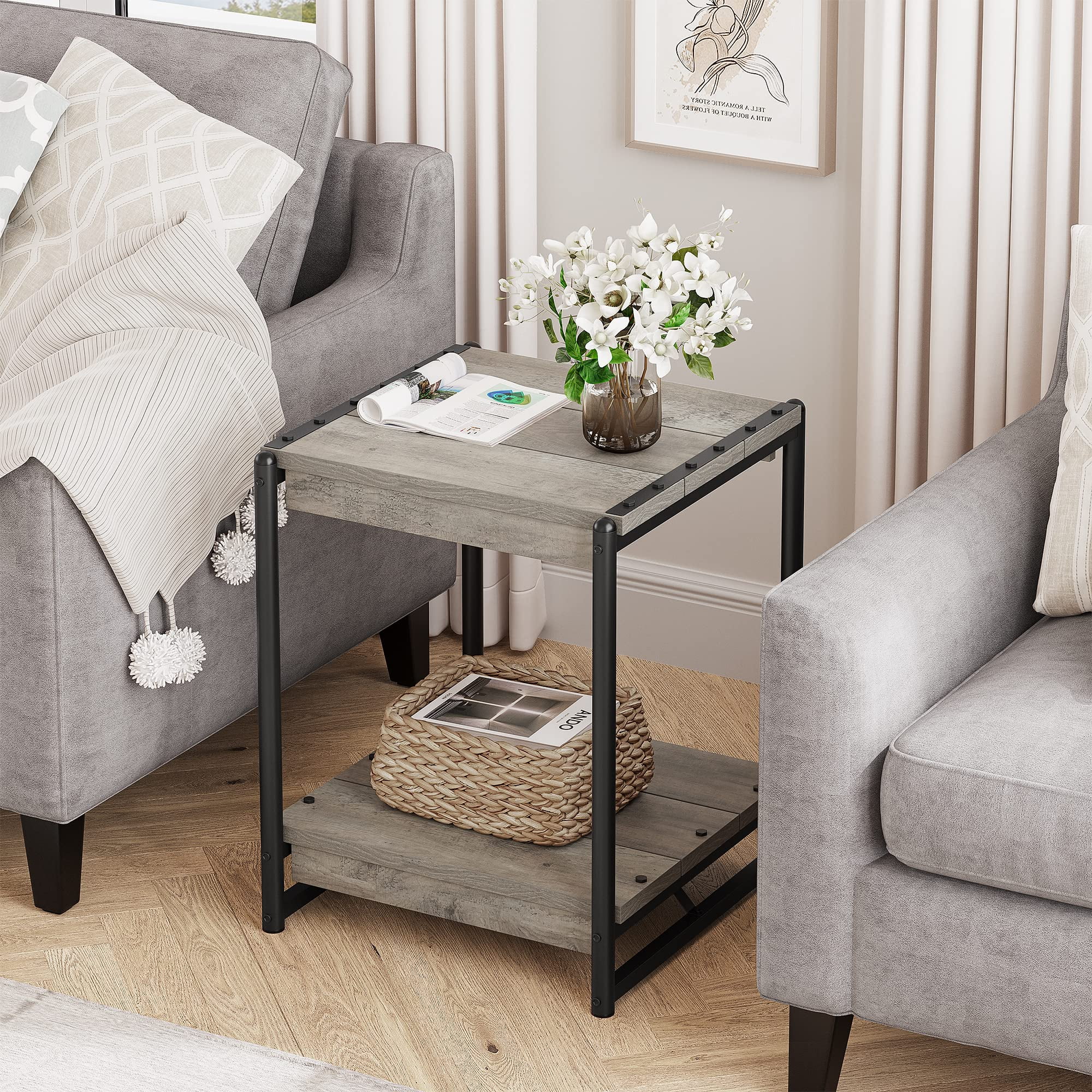 Gray end tables living room deals