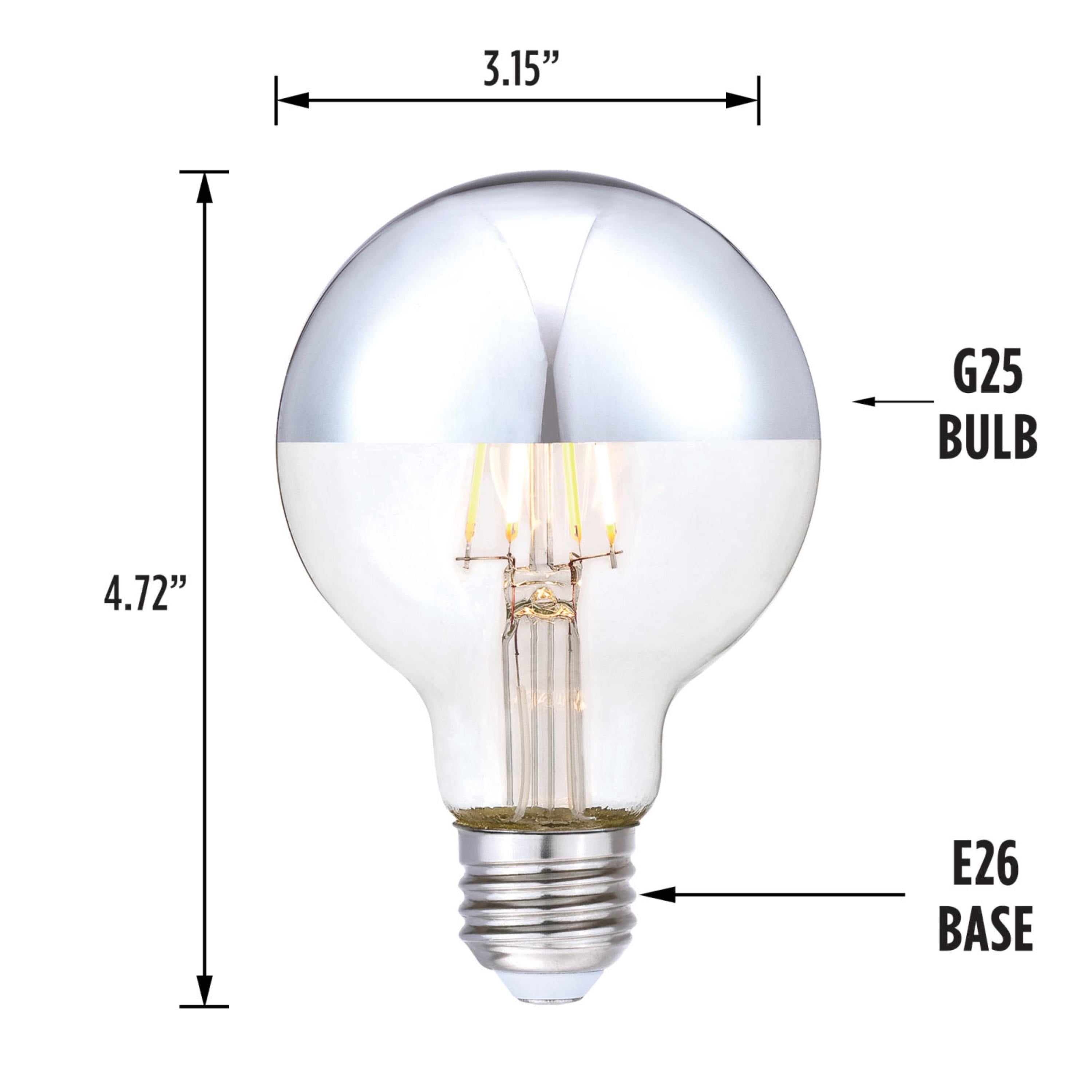 Westinghouse Lighting 5169120 4.5 Watt (40 Watt Equivalent) G25 Dimmable Half Chrome Filament LED Light Bulb, E26 Medium Base, 6-pack