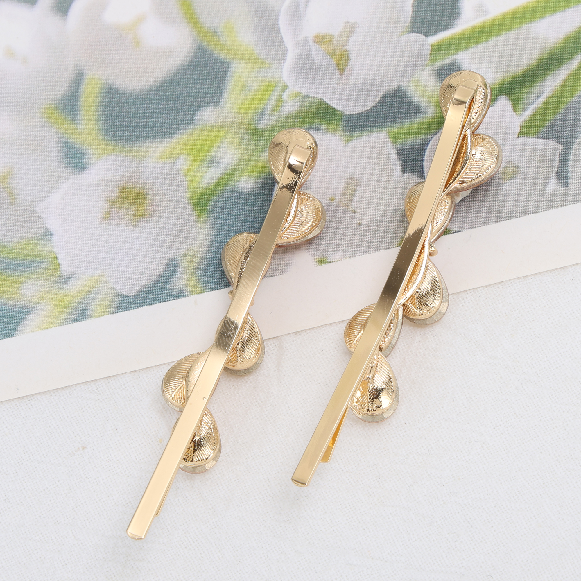 Unique Bargains 2Pcs Faux Crystal Bobby Pin Fashionable Hair Styling Champagne