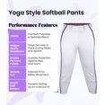 thumbnail image 2 of Exxact Sports Girls Softball Pants Knicker/Yoga Style Knee Length, 4-Way Stretch Low Rise Youth Softball Pants for Girls - (YXL, White/Navy Braid), 2 of 7