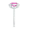 thumbnail image 3 of Oval Cut Lab Created Pink Sapphire Ring with Diamond Halo for Women - AAAA Grade, 14K White Gold, US 3.00, 3 of 9