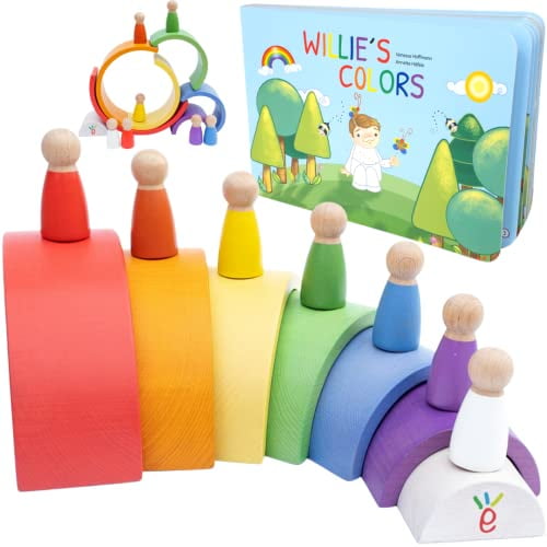 Wooden Toys Rainbow Stacking Toy Montessori Building Blocks For