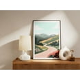 thumbnail image 2 of Winding Road Through Green Hills Landscape Art Print Nature Wall Decor Road Trip Poster Travel Print Modern Minimalist Home Decor Pink - Poster Unframed, 2 of 3
