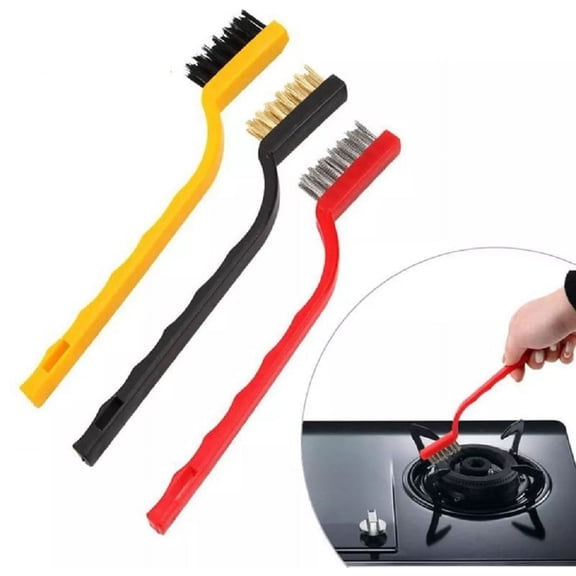 3 Piece Gas Stove Cleaning Brush Set, Kitchen Scrub Brush, Wire Brush and Scrubber Brush for Stove Grates and Cooktops, TIKA