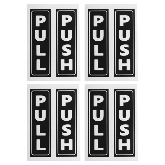 Uxcell 2"x5" Adhesive Vertical Push Pull Door Sign Black 4 Set