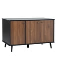 thumbnail image 5 of Burculy 39.4" Large Cat Litter Box Enclosure, Wooden Hidden Cat Washroom with 3 Doors & Hidden Plug, Multifunctional Storage Bench Side Table Cat House, Black and Walnut, 5 of 10