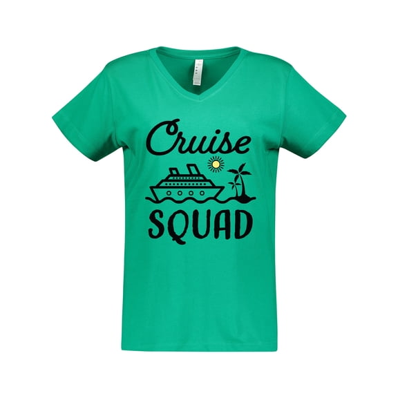 Inktastic Cruise Squad with Vector Cruise Ship and Palm Trees Women's V-Neck T-Shirt