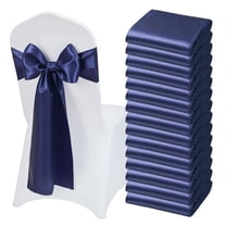 VEVOR Satin Chair Sashes Bows, 50PCS Chair Ribbon Ties Back Sash, 7 x 108 inch, Navy Blue Wedding Reception Decoration, for Wedding Ceremony Baby Shower Party Events Banquet Chair Cover Decoration