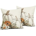 thumbnail image 2 of Fall Pillow Covers 18x18 Set of 2 Watercolor White Grey Pumpkin Flower Throw Pillows Outdoor Autumn Thanksgiving Decorative Pillow Case Square Linen Cushion Covers Farmhouse Decor for Couch Sofa Bed, 2 of 6