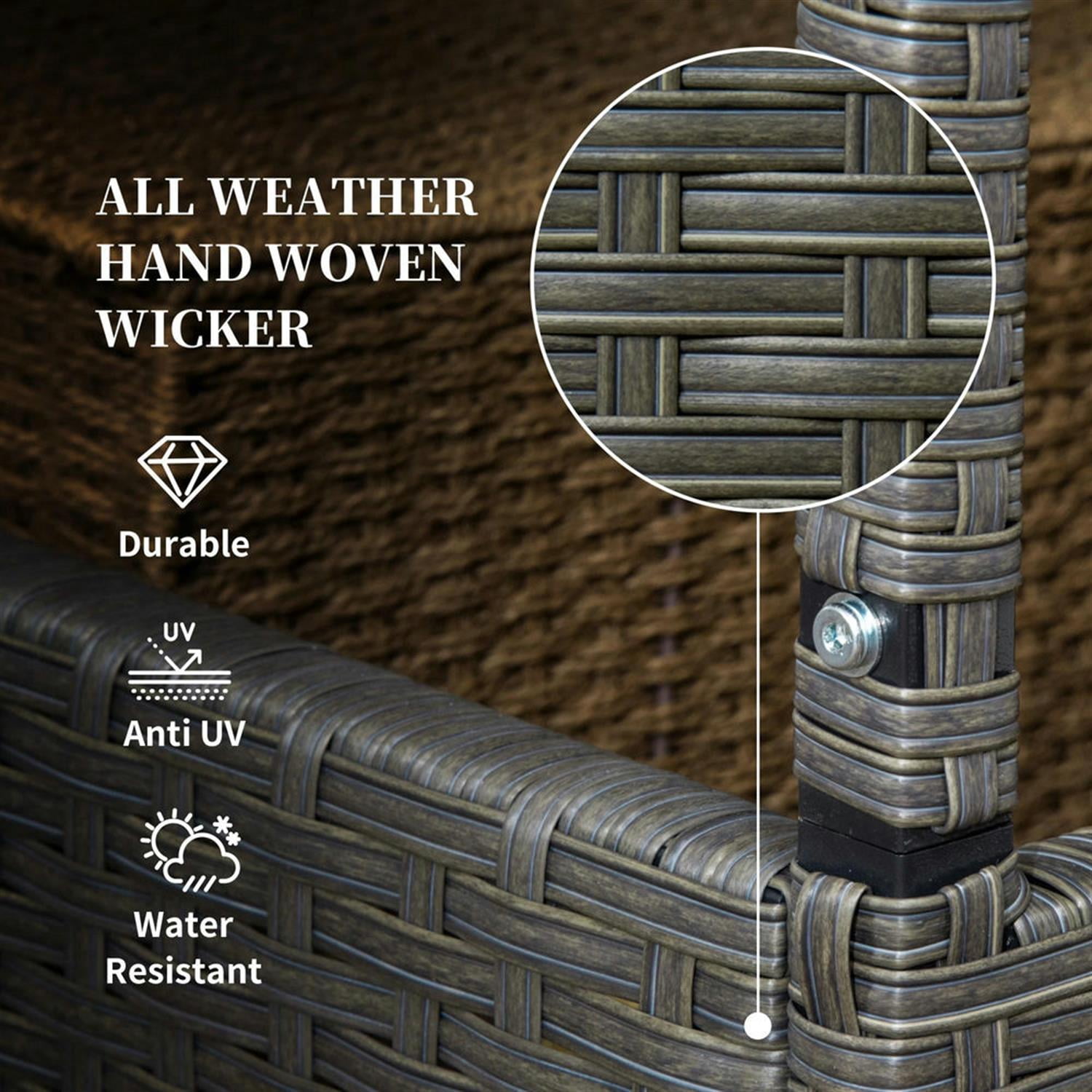 Demi Bonn 34" Outdoor Towel Caddy with Covered, Sturdy Shelf & Basket, Easy Roll PE Rattan Storage Rack for Poolside, Beach, Home Use, Beige