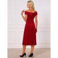 thumbnail image 4 of DARING DIVA Women's Velvet Off the Shoulder Cocktail A-Line Dress M Red, 4 of 6