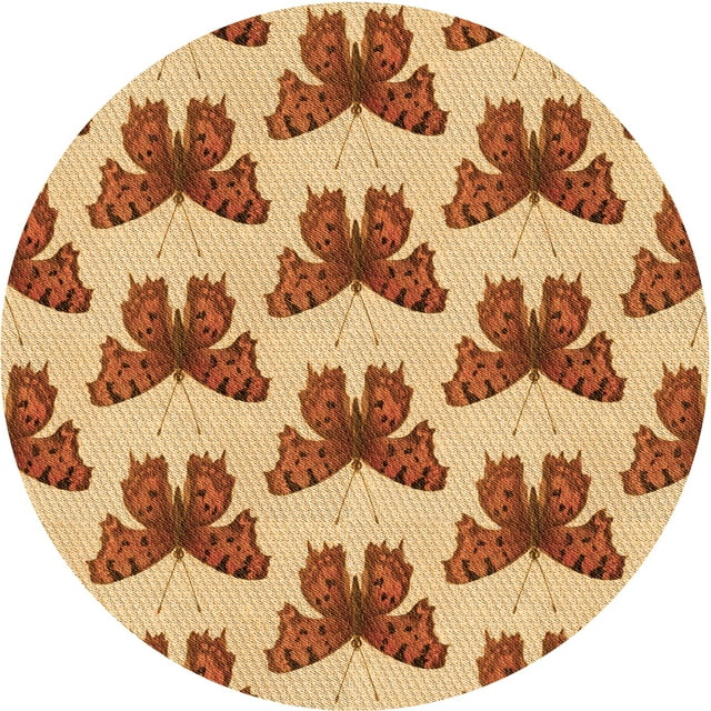 Ahgly Company Machine Washable Indoor Round Transitional Mahogany Brown Area Rugs, 4' Round