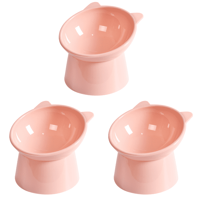 Comedero Inclinado para Gatos Plato Comida Ergonómico Cara Plana () Rosa