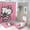 Kitty-21, variant on 4-Piece Kawaii Shower Curtain Set Fun Hello Kitty Cat Cartoon Purple Backdrop Bathroom Set with Cute Anime Curtain And Rug And Accessories