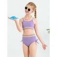 thumbnail image 5 of GYRATEDREAM Girls 2 Piece Swimsuit Woven Color Block Welt Adjustable Straps Swimwear Top High Waisted Bottom Bikini Sets Bathing Suits, 5 of 9