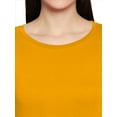 thumbnail image 5 of eloria Women's T-Shirt Round Neck Solid Color Plain Full Sleeve T-Shirt Color: Musturd | Size: L, 5 of 7