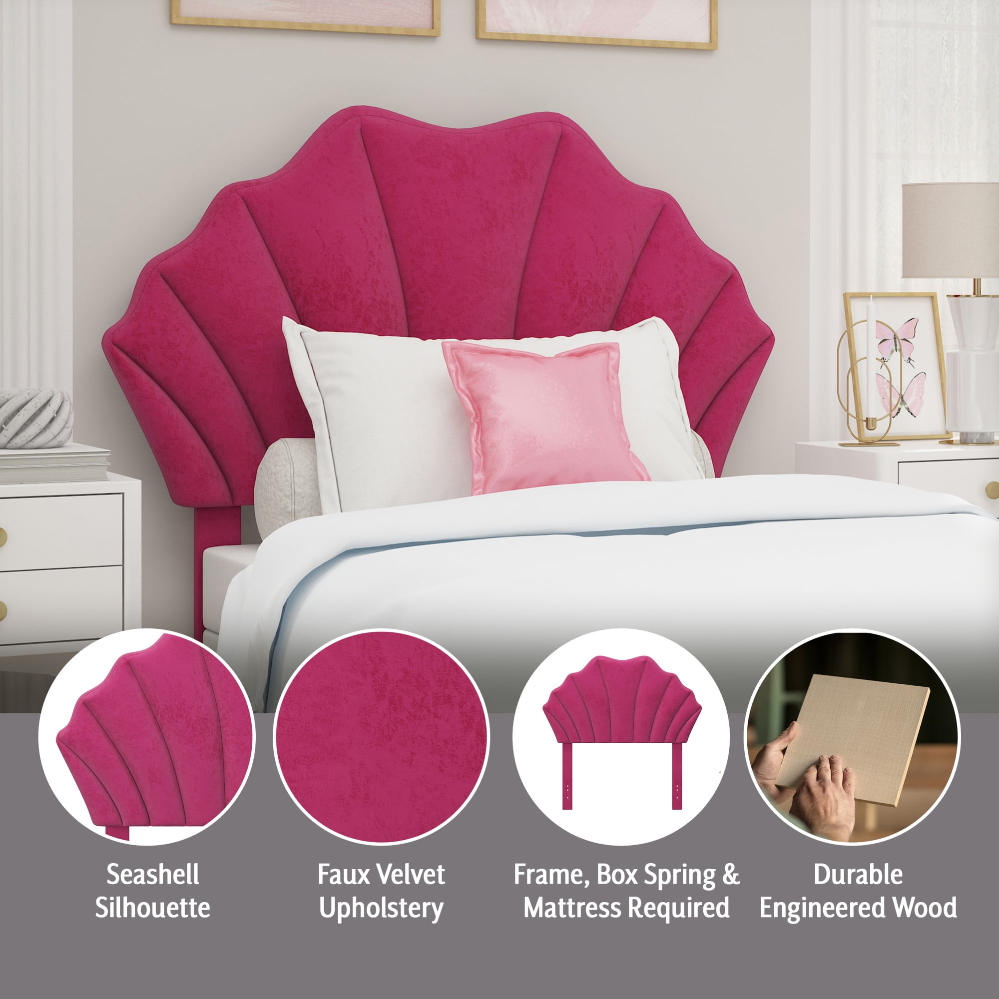 Elina Upholstered Twin Headboard, Pink, by Hillsdale Living Essentials