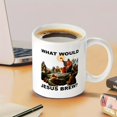 thumbnail image 2 of 1pc, Jesus Christ Mug, Ceramic Mug Double-sided Design, Jesus Mug "What Would Jesus Brew?", Christian Mug, Funny Gift Mug For Tea And Coffee, Coffee Mug, Tea Cup, Home Decor, Party Gift, Birthday Gift, 2 of 8